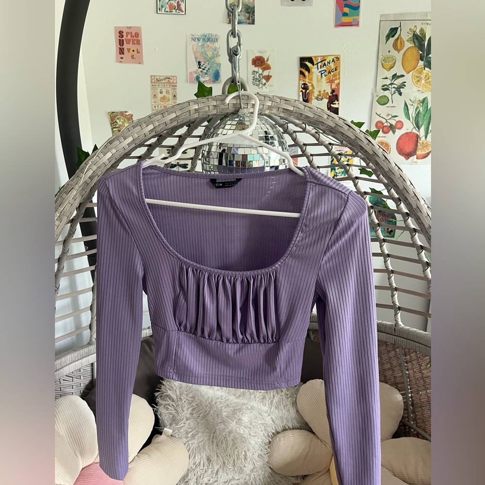 purple long sleeve crop top
